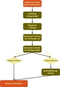 Schuldnerberatung: Ablauf als Schaubild