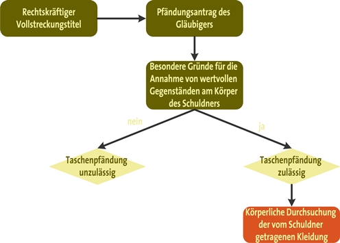 Die Taschenpfändung: Ablauf im Schaubild