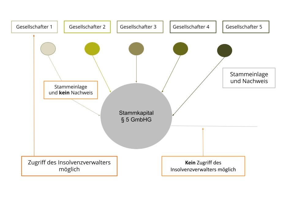 Stammeinlage, Stammkapital § 5 GmbHG kein Nachweis