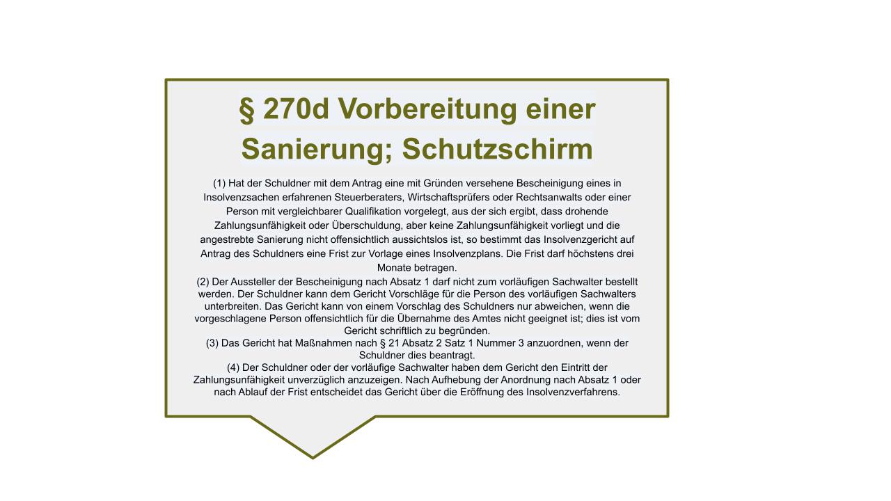 Schutzschirmverfahren und